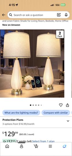Table Lamps with Linen Shade, Set of 2 brand new unopened