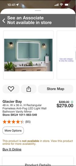 Glacier Bay 48x36 LED Vanity Mirror Anti-Fog