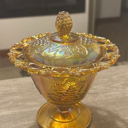 Vintage Indiana marigold candy dish