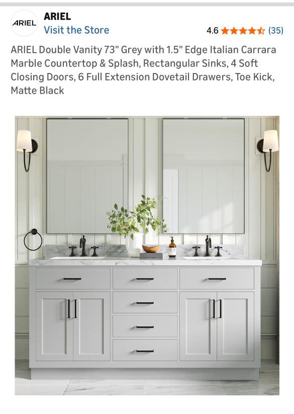 72 Inches Double Vanity