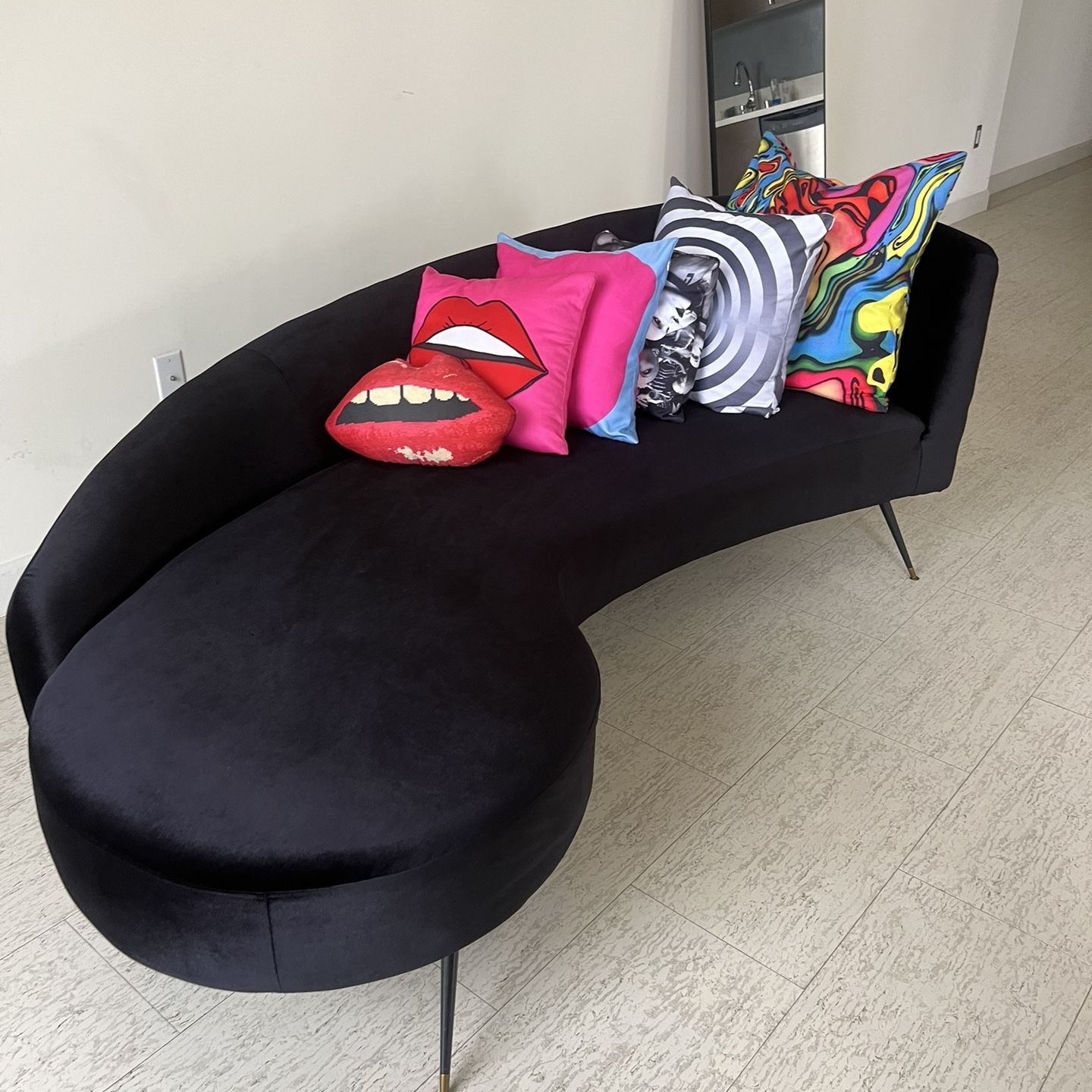 Black Velvet Sofa