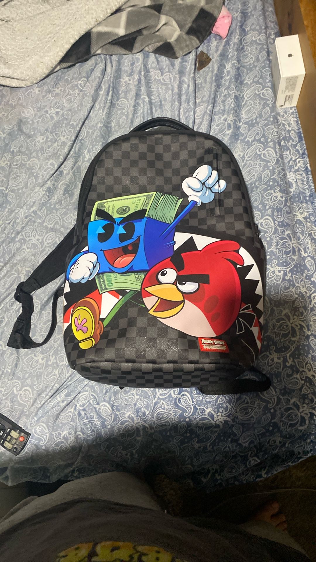 spray ground angry bird book bag