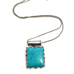 Sterling Diamond Cut Chain With Turquoise