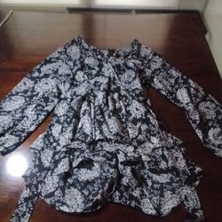 Black & White Floral Peplum DRESS