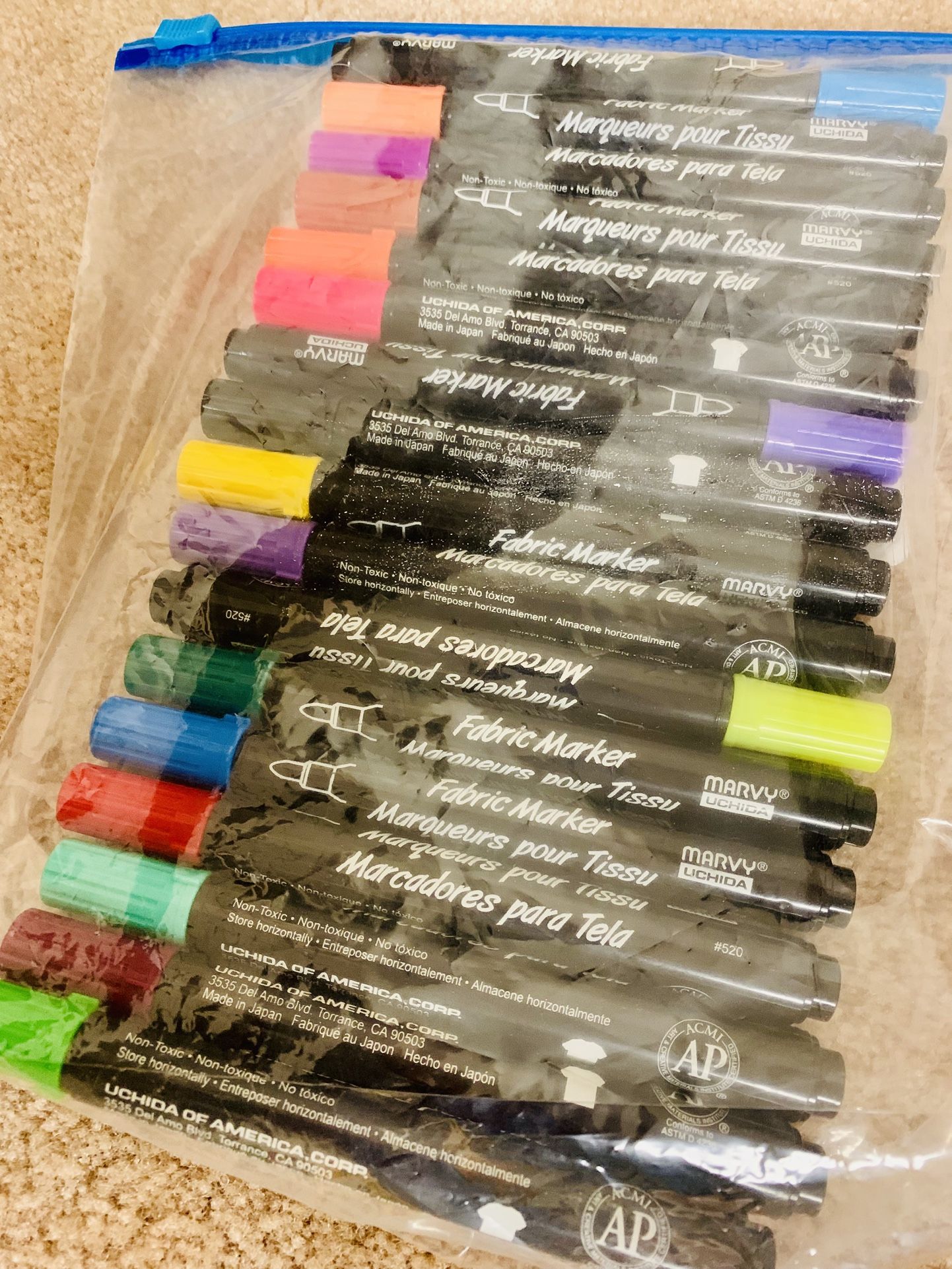 Set Of All Marvy Uchida Fabric Pens