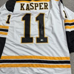 Steve Kasper Signed Autograph Custom Jersey - JSA Coa - Boston Bruins