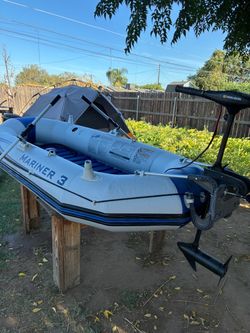Intex Mariner 3 Inflatable Boat with Minn Kota Trolling Motor