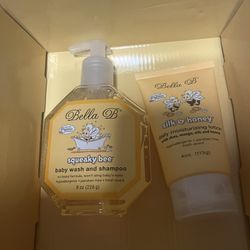NEW! Lot of 2 Bella B Squeaky Bee Baby Wash And Shampoo and Silk & Honey Lotion