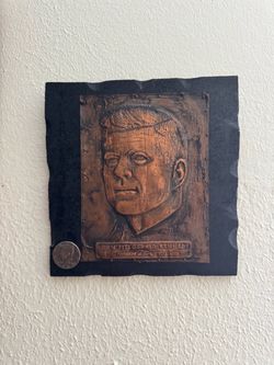 Copper picture of Kennedy president wall hanging