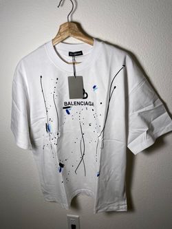 Balenciaga BB Logo Paint Splatter T-Shirt White – Oversized Fit size M/L