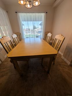 Wood Dining Table with 6 Chairs