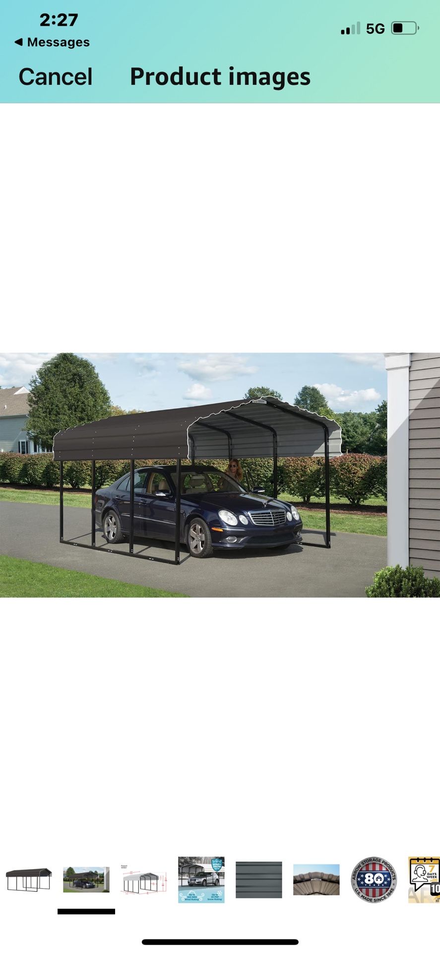 Arrow Shed CPHC101507 Heavy Duty Galvanized Steel Metal Multi-Use Shelter, Shade, Carport, 10' x 15' x 7' New in boxes 800$ Pick up Phoenix 43rd ave a