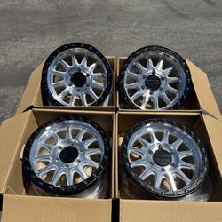 New Machined Raceline ALPHA 17” Off-Road Wheels 6 Lug Chevy GMC Toyota 6x139.7 Rims Rines 6x5.5