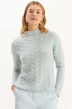 GRACIE CASHMERE BASKETWEAVE Baby Blue SWEATER Size XS/S