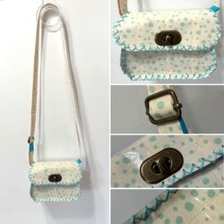 teal Polka Dot Mini Child Crossbody Purse Duct Tape Handcrafted NEW