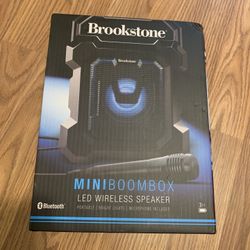 Brookstone Mini Boombox Portable LED Wireless Speaker with Microphone