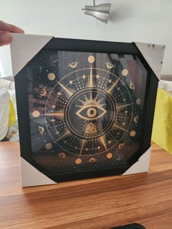 Framed Astrology Print Mystic Eye Moon Stars