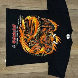 Warren Lotas Dodge Challenger Demon Racing Flames Black T-Shirt (L) RARE
