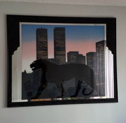 Super *RARE* Vintage 1990s Laurel Black Panther NYC Mirror Art