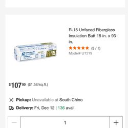 $65 EACH BAG (NEW) - UNFACED WALL INSULATION;  R-13, R-15, R-19