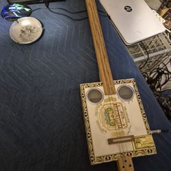 3 String  Fretless Cigar Box Guitar W/PU
