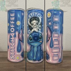 Stitch Coffee Blue And Pink Design 20oz Stainless Steel Tumbler Coffee Cup