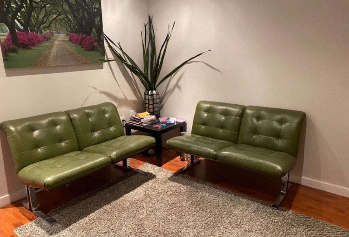 Eames/Miller Style Leather Olive green Set 