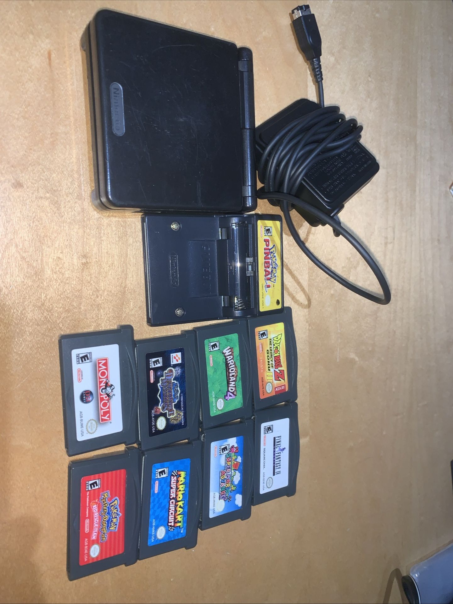 Black Nintendo Game Boy Advance SP W Charger and 9 Games Bundle