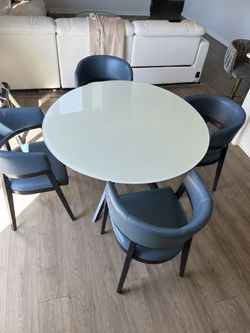 Round Glass Dining Table with 4 Chairs