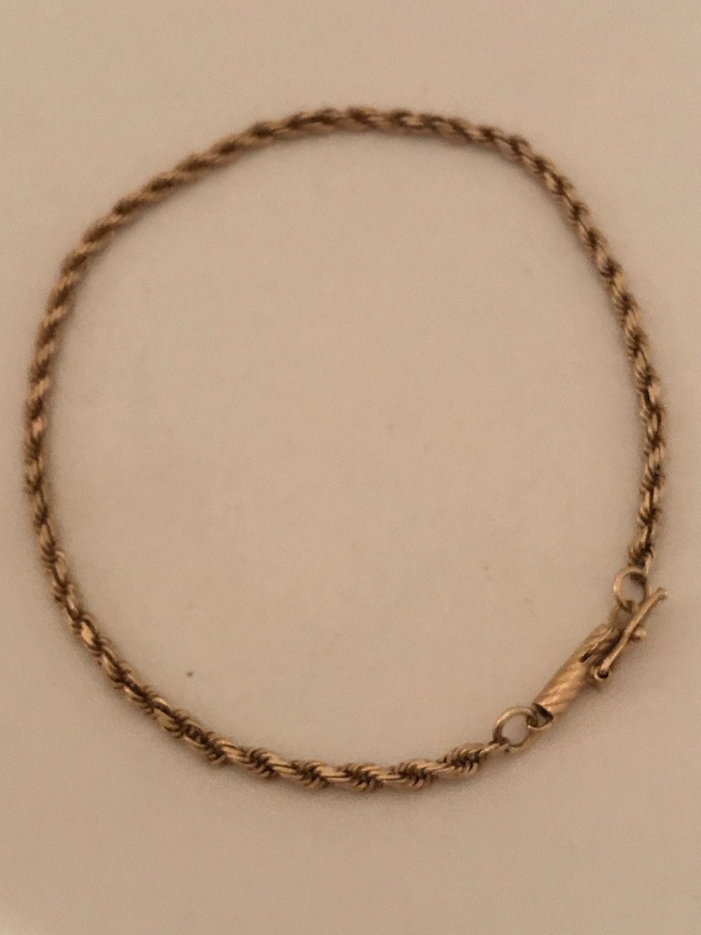 Solid 14k 7” rope bracelet