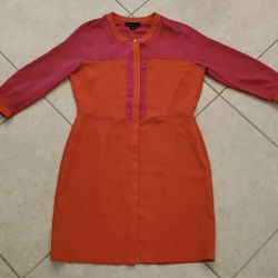 Womens Attention 3/4 Sleeve Empire Dress Size M Orange