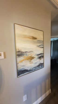 Large Abstract Canvas Wall Art Gold Frame