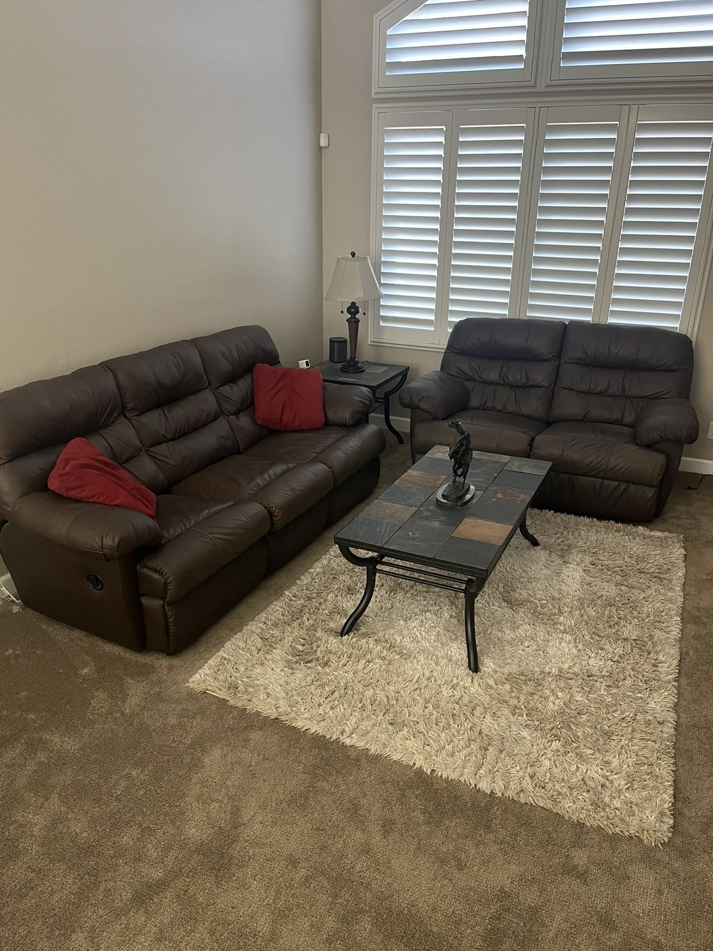 Leather Reclining Couch and Loveseat