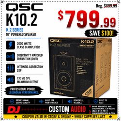 QSC K.2 Series 2000 Watts 10" 2-Way PA Speaker K10.2 Active Monitor 🚨 Payment Options Available 🚨 No Credit Needed 🚨