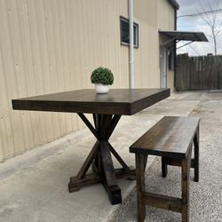 Custom Dining Table Farmhouse Country French Modern Rustic Solid Wood Set Restoration Hardware Insp Bench Hand Built Round Oval Counter Breakfast  