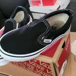 Black Vans Classis Slip Ons Kids Size 12