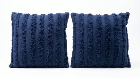 Navy Blue Tufted Stripe Decorative Zippered cover Pillow