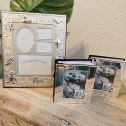 TEDDY BEAR PICTURE FRAME AND 2 PHOTO ALBUMS