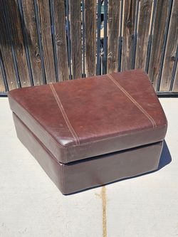 Brown Faux Leatther Storage Bin Ottoman
