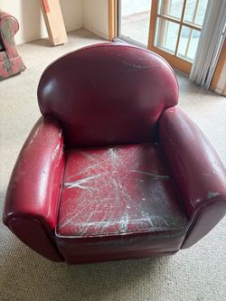 Red Leather Club Chairs and Couch PICK UP