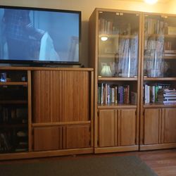 4 Piece Oak Entertainment Center Great Shape