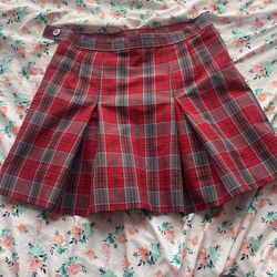 Plaid Red Skirt