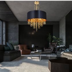 Swanigan Modern 9-Light Black Shade Chandelier - brand new