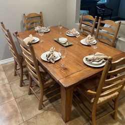 Oak Dining Farm Table x6 Chairs