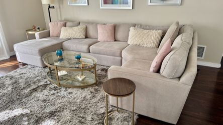 Macy's Radley 4-Pc Sectional Sofa w/ Chaise – Heavenly Chrome Beige