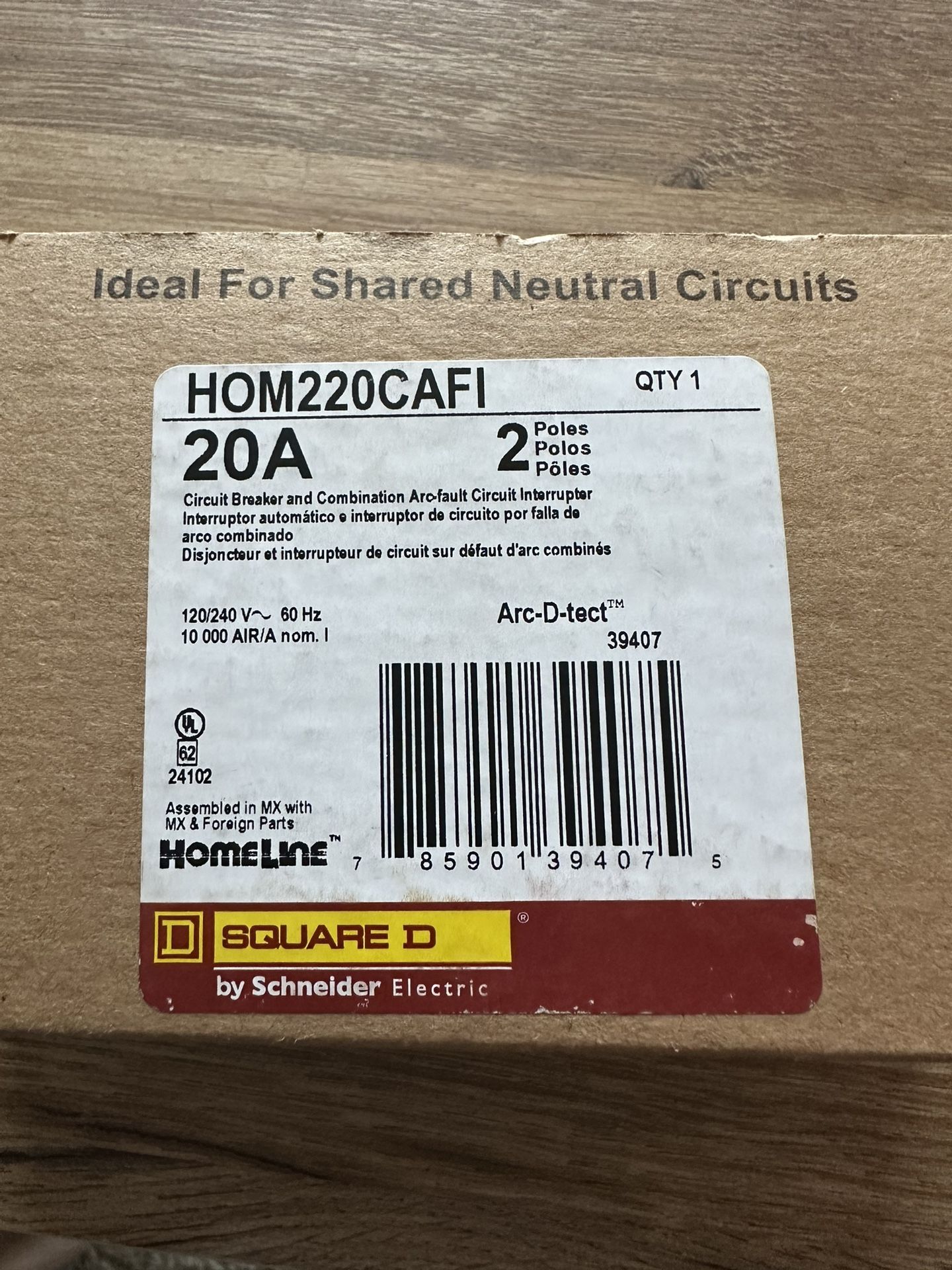 Square d 20 Amp 2 Pole AFCI Breaker