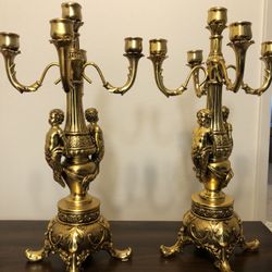Pair Five Arm Candelabras