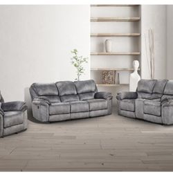 New Recliner Couch, And Chair! Drop Down Table w/ Cup Holders! Includes Free Delivery 🚚! 