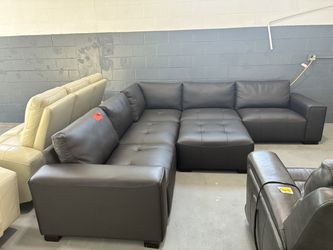 Leather Modular Sectional Dark brown