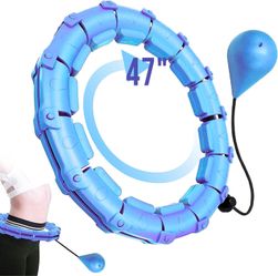 Weighted Hoola Hula Infinity Ring for Abdomen Fitness Exercise Workout Detachable Adjustable Size Color Blue Or Pink